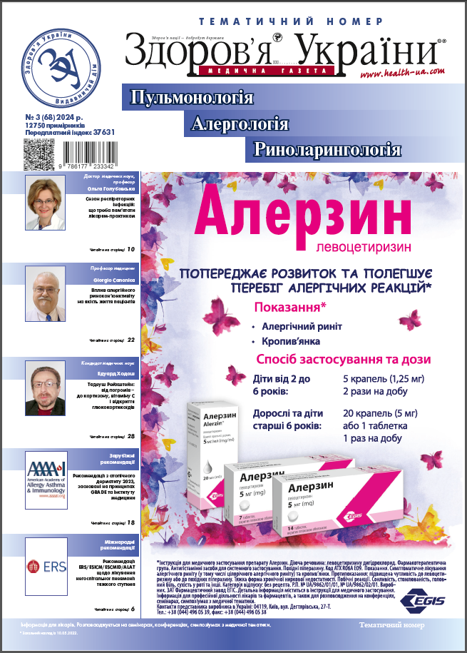 Тематичний номер «Пульмонологія. Алергологія. Риноларингологія»